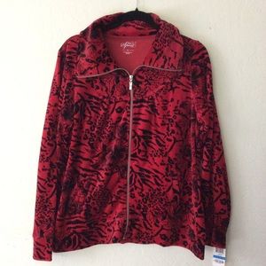 Style & Co Sport Casual Zip Front Velour Jacket